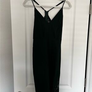 Lulu's Black Backless Dress with Lace Detail